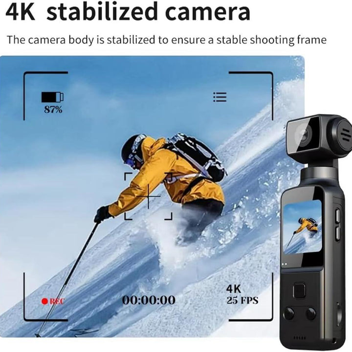 Cámara Digital de Bolsillo 4K – Rotación 270°, WiFi, Estabilización y Grabación en Movimiento